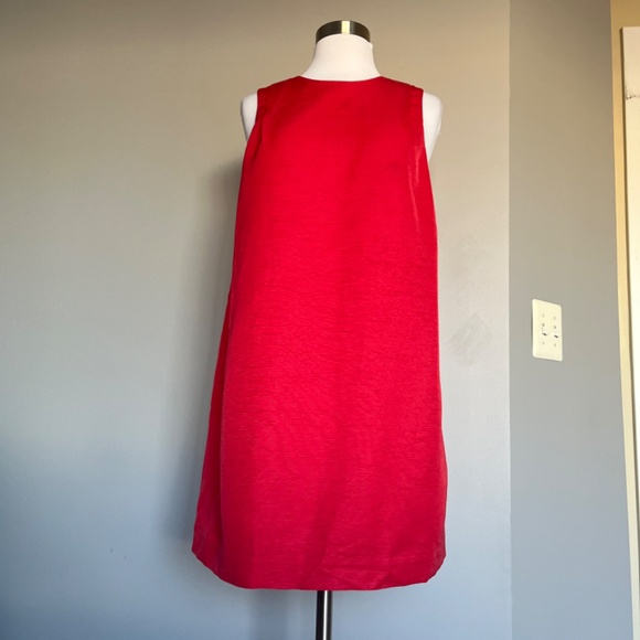 & Other Stories Red Sleeveless Shift Christmas Holiday Textured Mini Casua Dress - Picture 3 of 13